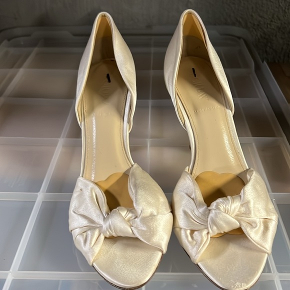 J. Crew Ivory Satin Knotted Peep-Toe Heels - Picture 2 of 2